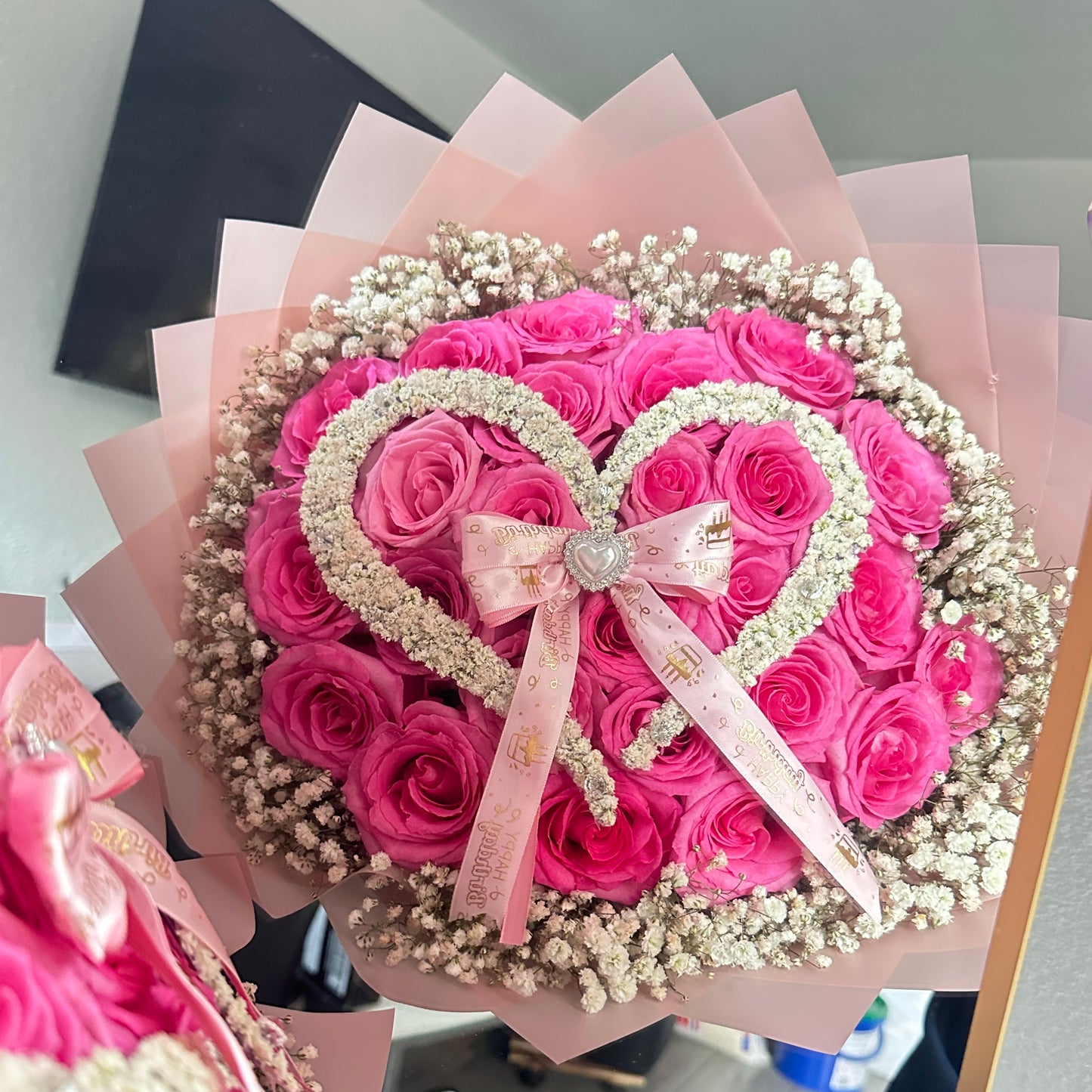 Pink rose initial bouquet(25ct, 50ct).